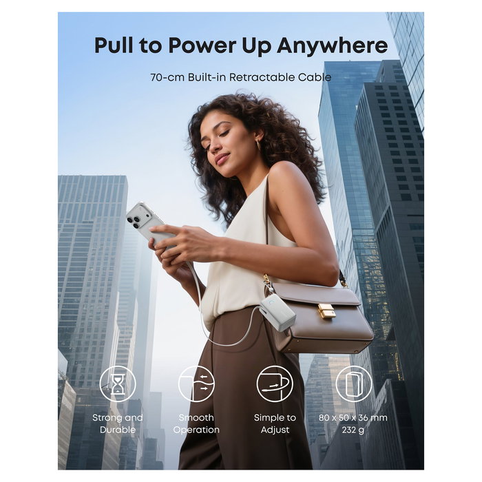 Anker PowerCore Nano A1638 Batería Externa 10000 mAh 45W, Carga Rápida USB-C PD, Color Blanco