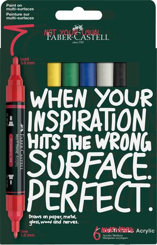 Faber Castell Rotulador Acrílico Doble Punta Colores Básicos Surtidos (6 Unidades) lifetyle