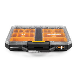 Toughbuilt Stacktech Organizador de Bajo Perfil con 10 Contenedores y 4 Separadores, 53 x 40.5 x 10 cm, Negro, IP65, Autobloqueo