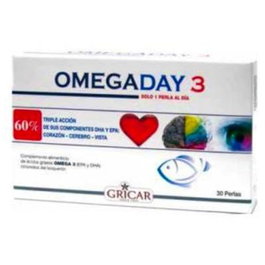 Gricar Omega 3 30 Perlas Ácidos Grasos EPA DHA Vitamina E Suplemento Alimenticio