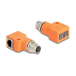 DeLOCK 60668 Adaptador M12 8 Pin Hembra a RJ45 Hembra Angular Naranja