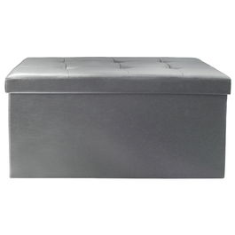 Home Deco Factory Essentiel Banco Puf Plegable Gris Acolchado 76x38x38 cm Resistencia 110 kg