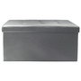 Home Deco Factory Essentiel Banco Puf Plegable Gris Acolchado 76x38x38 cm Resistencia 110 kg