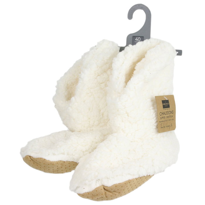 Sensly Zapatillas Bota Blancas de Poliéster para Mujer - Par Antideslizante 26x13x19 cm Sensly Zapatillas Bota Blancas de Poliéster para Mujer - Par Antideslizante 26x13x19 cm