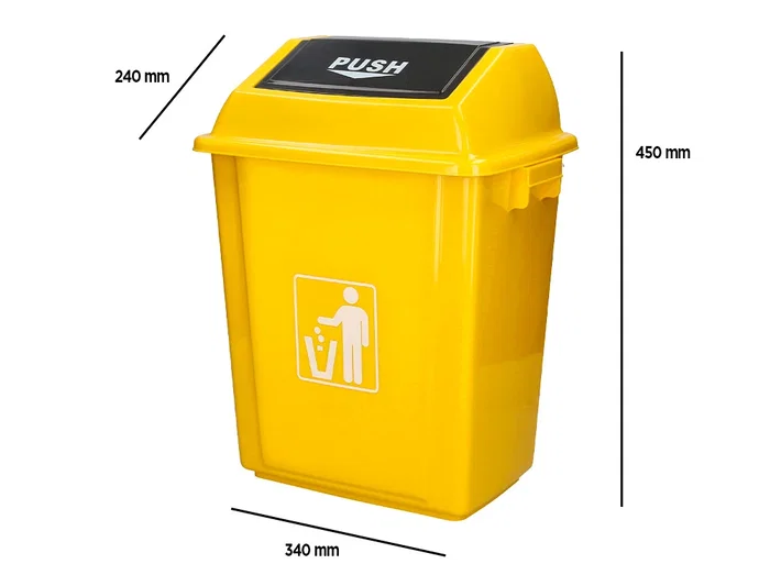 Q-connect Papelera Contenedor Plástico con Tapa de Balancín 20 Litros Amarillo 340x240x450 mm