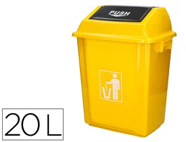 Q-connect Papelera Contenedor Plástico con Tapa de Balancín 20 Litros Amarillo 340x240x450 mm