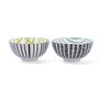 Bidasoa Set de 2 Boles de Porcelana Surtidos Zigzag Bicolor 15x15x7,3 cm