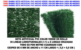 BAMBU SETO ARTIFICIAL PVC HOJA ANCHA PINO VERDE 1 x 3m MZ8003