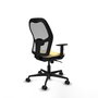 Silla de oficina Jorquera con mecanismo Sincro tapizada con Similpiel color Crema y malla color Gris. Equipada con lumbar 1D, Brazos 1D y Ruedas 65mm nailon