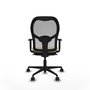 Silla de oficina Jorquera con mecanismo Sincro tapizada con Similpiel color Crema y malla color Gris. Equipada con lumbar 1D, Brazos 1D y Ruedas 65mm nailon