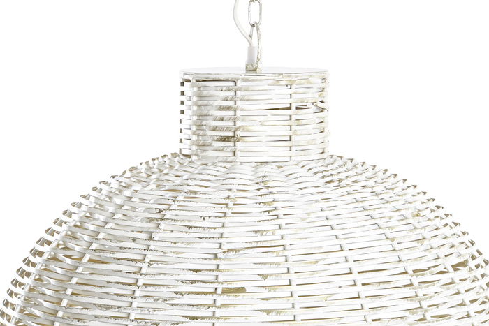 DKD Home Decor Lámpara de Techo Boho Blanco Dorado 51 x 38 x 51 cm Estilo Simil Fibra