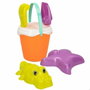 Color Baby Cubo de playa de 18 cm con Cedazo, palas de 27 cm y 2 Moldes