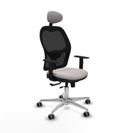 PIQUERAS Y CRESPO Silla de oficina Jorquera con mecanismo Sincro/Traslack, Blanco y Negro
