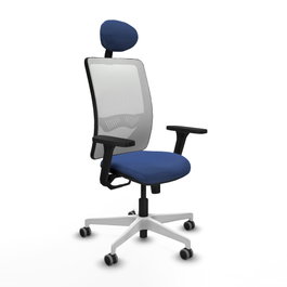 PIQUERAS Y CRESPO Silla de oficina Zulema con mecanismo Sincro, Azul marino y Blanco