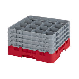 CAMBRO - 16S900-163 - Cesta de lavado 16 comp. 4 alturas - 10,9 cm Ø máx. - alt. máx. 24,1 cm - 50 x 50 x 26,7 cm - Rojo
