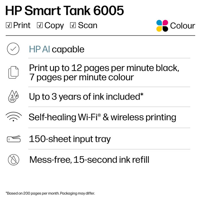 HP Smart Tank 6005 Multifunción Inyección de Tinta Gris HP Smart Tank 6005 Multifunción Inyección de Tinta Gris