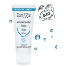 GAMARDE Crema Hidratante Rica Bio 40ml - Para pieles secas y sensibles - Ecológica - Con agua de Gamarde y ácido hialurónico