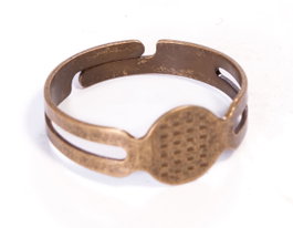 Innspiro Anillos metálicos ajustables con base de disco y agujeros de 8 mm, dorado envejecido