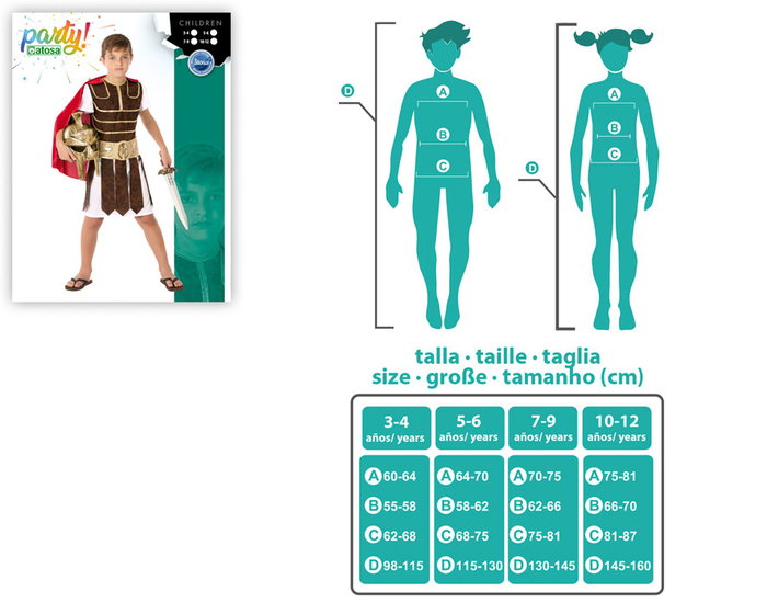 Disfraz Gladiador Niño Infantil Marrón Temática Romanos Talla 3-4 Años Disfraz Gladiador Niño Infantil Marrón Temática Romanos Talla 3-4 Años