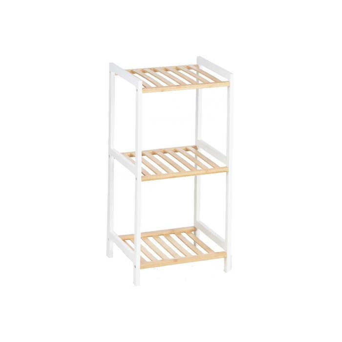 Berilo Estantería Cuadrada de 3 Estantes en Bambú y Madera Blanco/Natural Berilo Estantería Cuadrada de 3 Estantes en Bambú y Madera Blanco/Natural