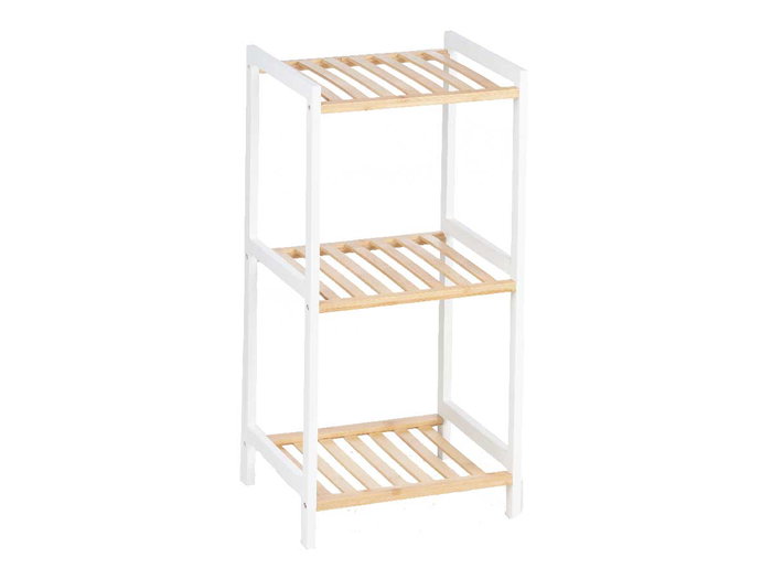 Berilo - Estantería cuadrada de bambú y pino con 3 estantes, color blanco natural, dimensiones: 70x30x6 cm (montada: 35x30x70 cm)