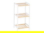 Berilo - Estantería cuadrada de bambú y pino con 3 estantes, color blanco natural, dimensiones: 70x30x6 cm (montada: 35x30x70 cm)