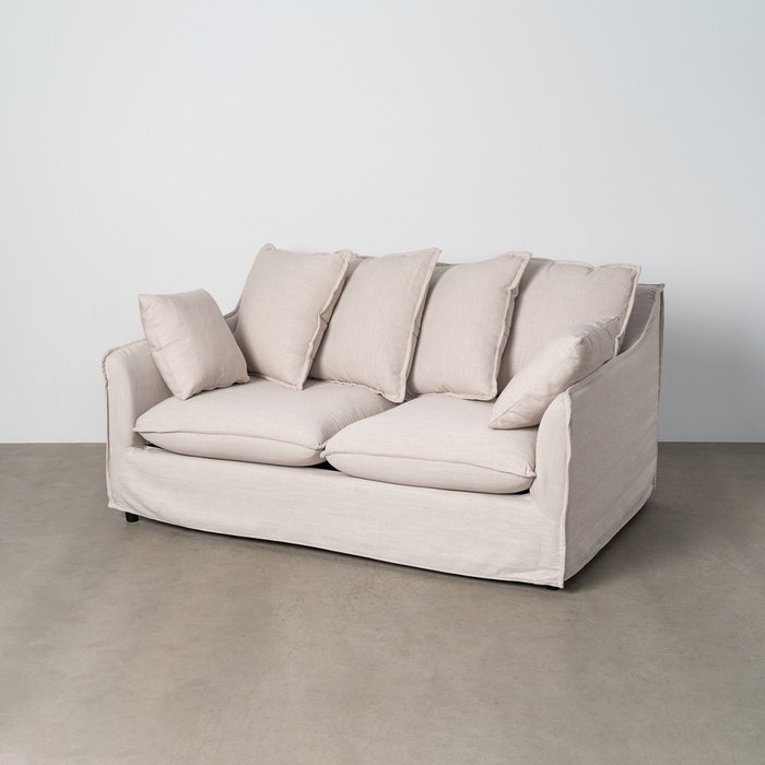 Sofá 2 Plazas Beige Dm-Tejido Salón 158 X 102 X 77 cm