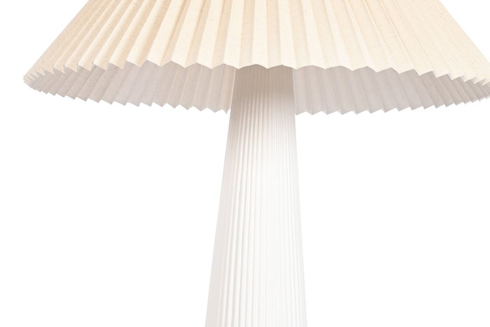 DKD Home Decor Lámpara de Pie Urban Beige - Lámpara de Salón Alto 102 cm, Base Cerámica, Pantalla de Poliéster, Bombilla E27 Incluida