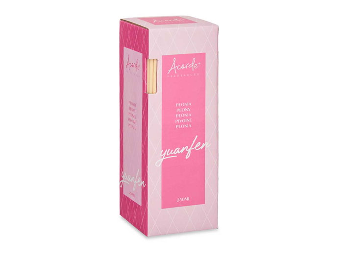 Acorde Mikado 250 ml Peonía con Varilla - 8x12x8 cm (Set de 6)