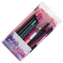 CMP General Juego De Estuche Con Bolis Rosa-Lila - Kit de Escritura y Colorear, Incluye Rotuladores, Bolígrafos y Lápices