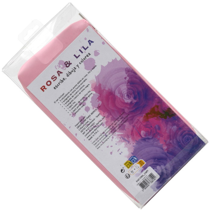 CMP General Juego De Estuche Con Bolis Rosa-Lila - Kit de Escritura y Colorear, Incluye Rotuladores, Bolígrafos y Lápices