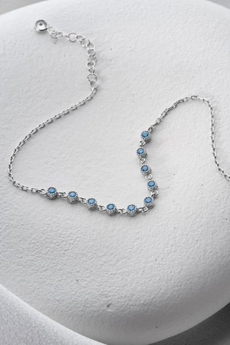 Heliophilia Silver NRZ1000239 Pulsera Plata de Ley con Aguamarina y Acabado Rodiado, 16+3 cm