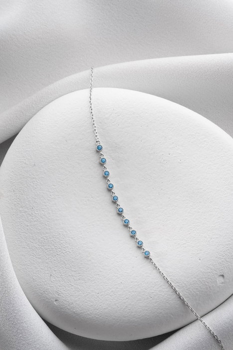 Heliophilia Silver NRZ1000239 Pulsera Plata de Ley con Aguamarina y Acabado Rodiado, 16+3 cm