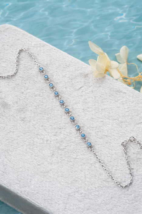 Heliophilia Silver NRZ1000239 Pulsera Plata de Ley con Aguamarina y Acabado Rodiado, 16+3 cm
