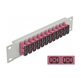 DeLOCK Panel de conexión de fibra óptica 10″ 12 puertos SC Duplex gris