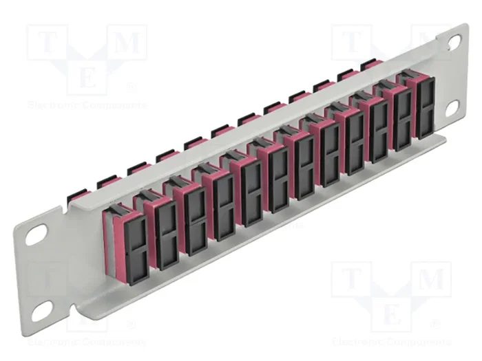 DeLOCK Panel de conexión de fibra óptica 10″ 12 puertos SC Duplex gris
