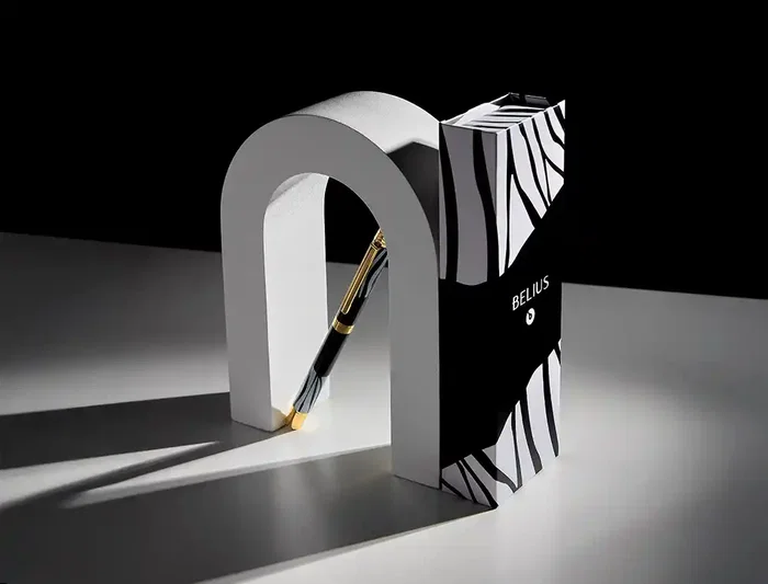 Belius Dualita Bolígrafo Cuerpo Blanco Tinta Azul Diseño Elegante Contemporáneo 1 mm