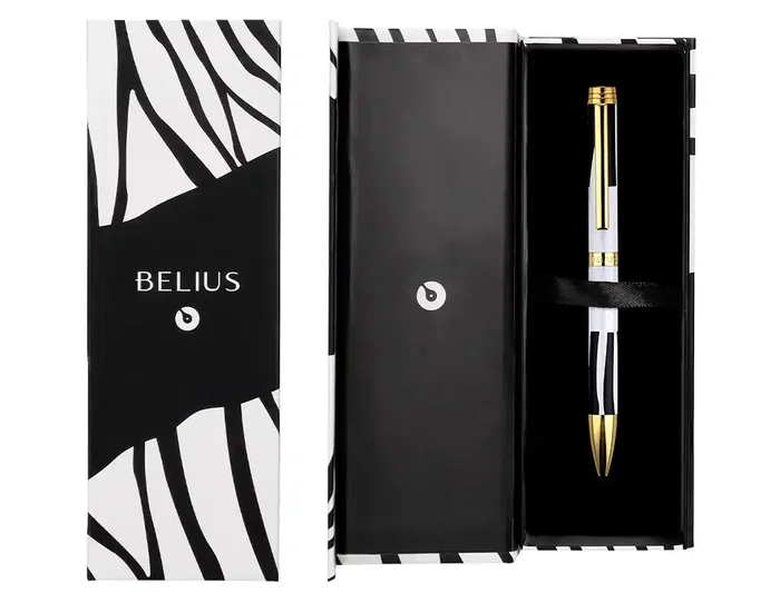 Belius Dualita Bolígrafo Cuerpo Blanco Tinta Azul Diseño Elegante Contemporáneo 1 mm