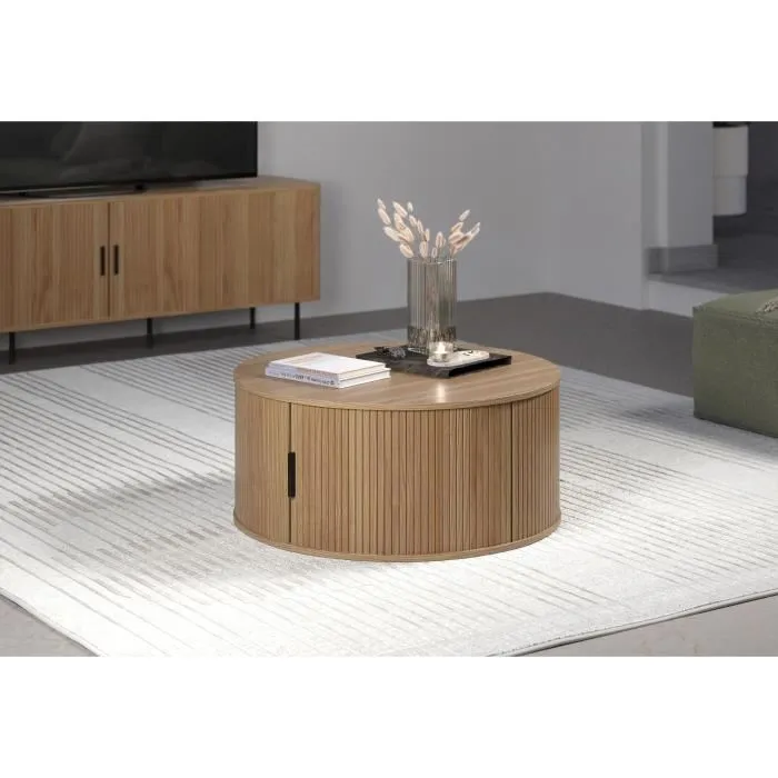 Trendteam Mesa de Centro Redonda MDF Roble Essential 80 cm RON234311451