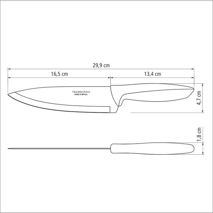 Tramontina Cuchillo Chef Plenus Negro 180 mm Acero Inoxidable