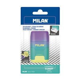 Milán Afilador y Sacapuntas Compacto Doble Serie Sunset, Turquesa - Amarillo