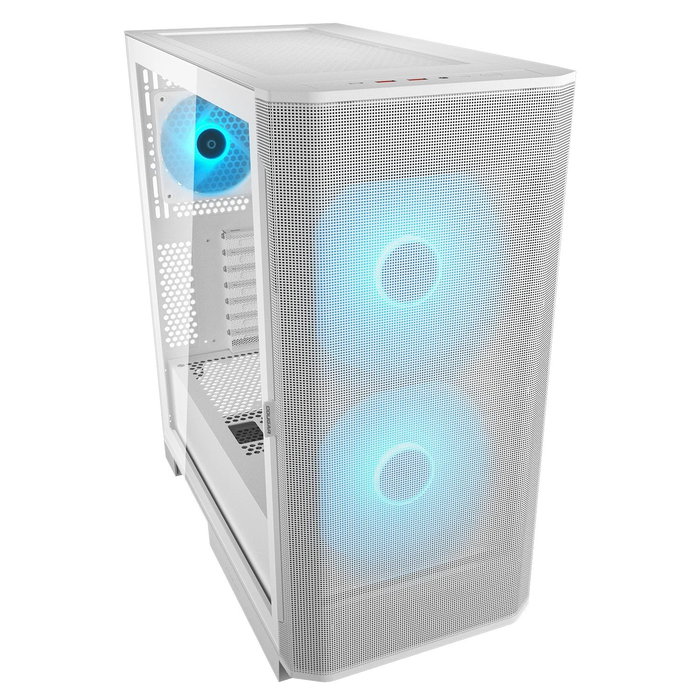 Cougar CGR-5YA6W-RGB Caja Midi Tower Blanco Airface para Gaming con ARGB, Ventana Lateral de Cristal Templado, 2 Ventiladores 180mm, 7 Ranuras, ATX/EATX/microATX/Mini-ITX