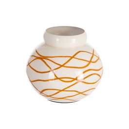 Jarrón Blanco-Mostaza Metal Decoración 16 X 16 X 18 cm