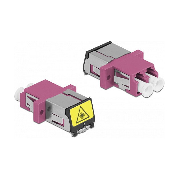 DeLOCK Acoplador de Fibra Óptica LC Duplex Multimodo Violeta con Protección Láser DeLOCK Acoplador de Fibra Óptica LC Duplex Multimodo Violeta con Protección Láser