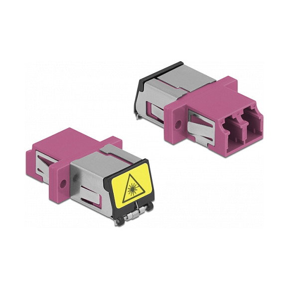 DeLOCK Acoplador de Fibra Óptica LC Duplex Multimodo Violeta con Protección Láser DeLOCK Acoplador de Fibra Óptica LC Duplex Multimodo Violeta con Protección Láser