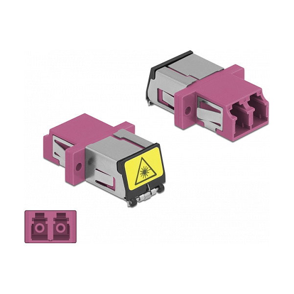 DeLOCK Acoplador de Fibra Óptica LC Duplex Multimodo Violeta con Protección Láser DeLOCK Acoplador de Fibra Óptica LC Duplex Multimodo Violeta con Protección Láser