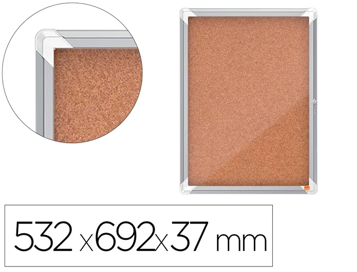NOBO Vitrina de anuncios Premium Plus con corcho para 4 hojas A4 NOBO Vitrina de anuncios Premium Plus con corcho para 4 hojas A4