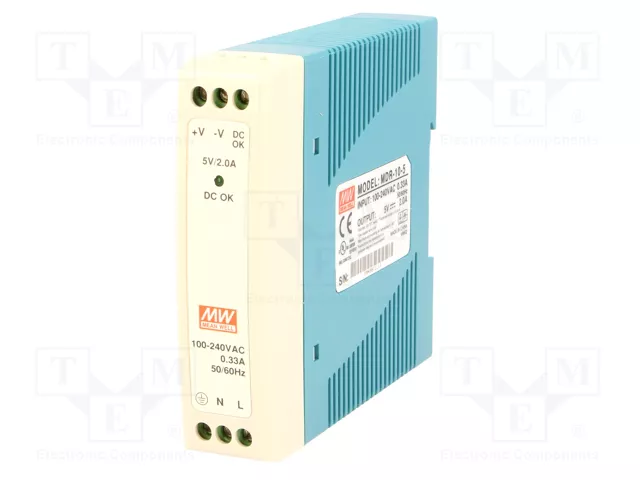 MEAN WELL MDR-10-5 Alimentador de Impulso 10W 5VDC 2A