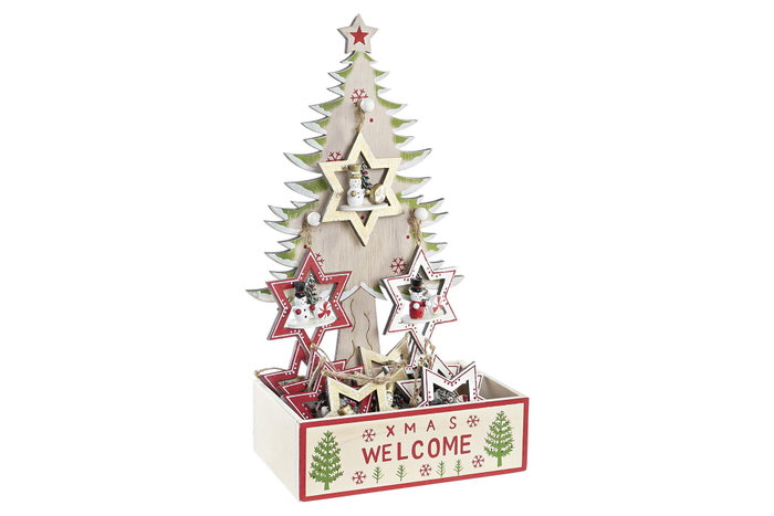 DKD Home Decor Decoración Colgante de Madera Estrella Surtida