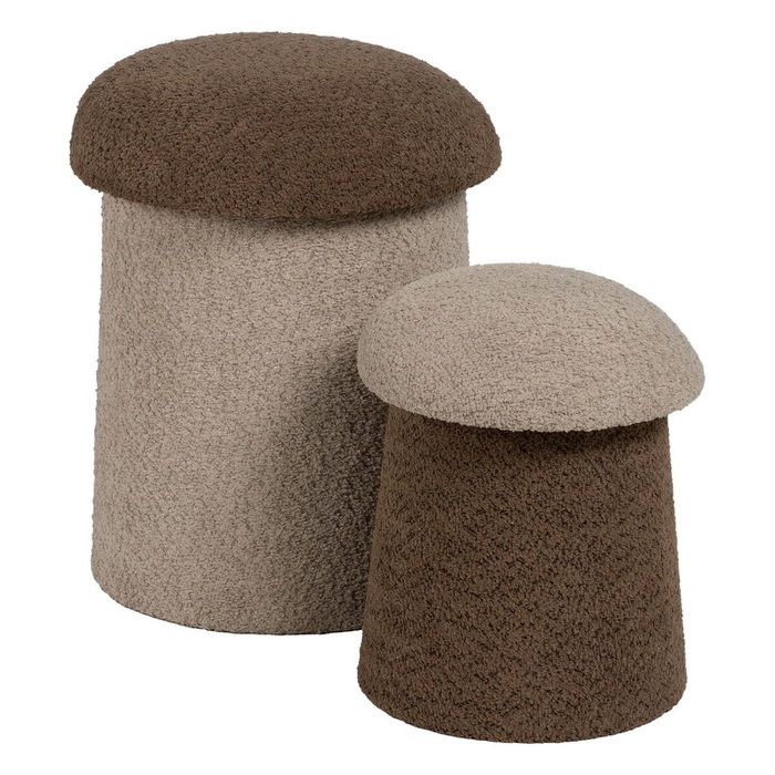 Ixia Pack de 2 Pufs Beige-marrón Tejido 40 x 40 x 48 cm